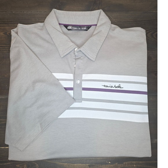 Travis Mathew Other - Travis Mathew Polo Gray white and purple XXL Logo on Sleeve Dallas Athletic Club